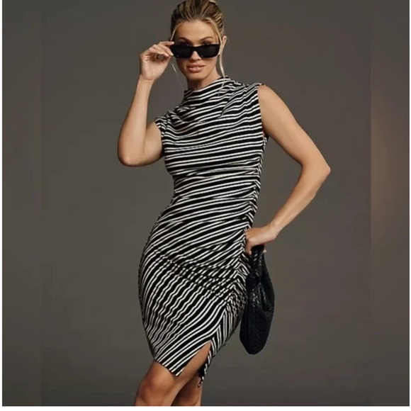 Anthropologie Dresses & Skirts - By Anthropologie womans Mock-Neck Ribbed Knit Dress Medium